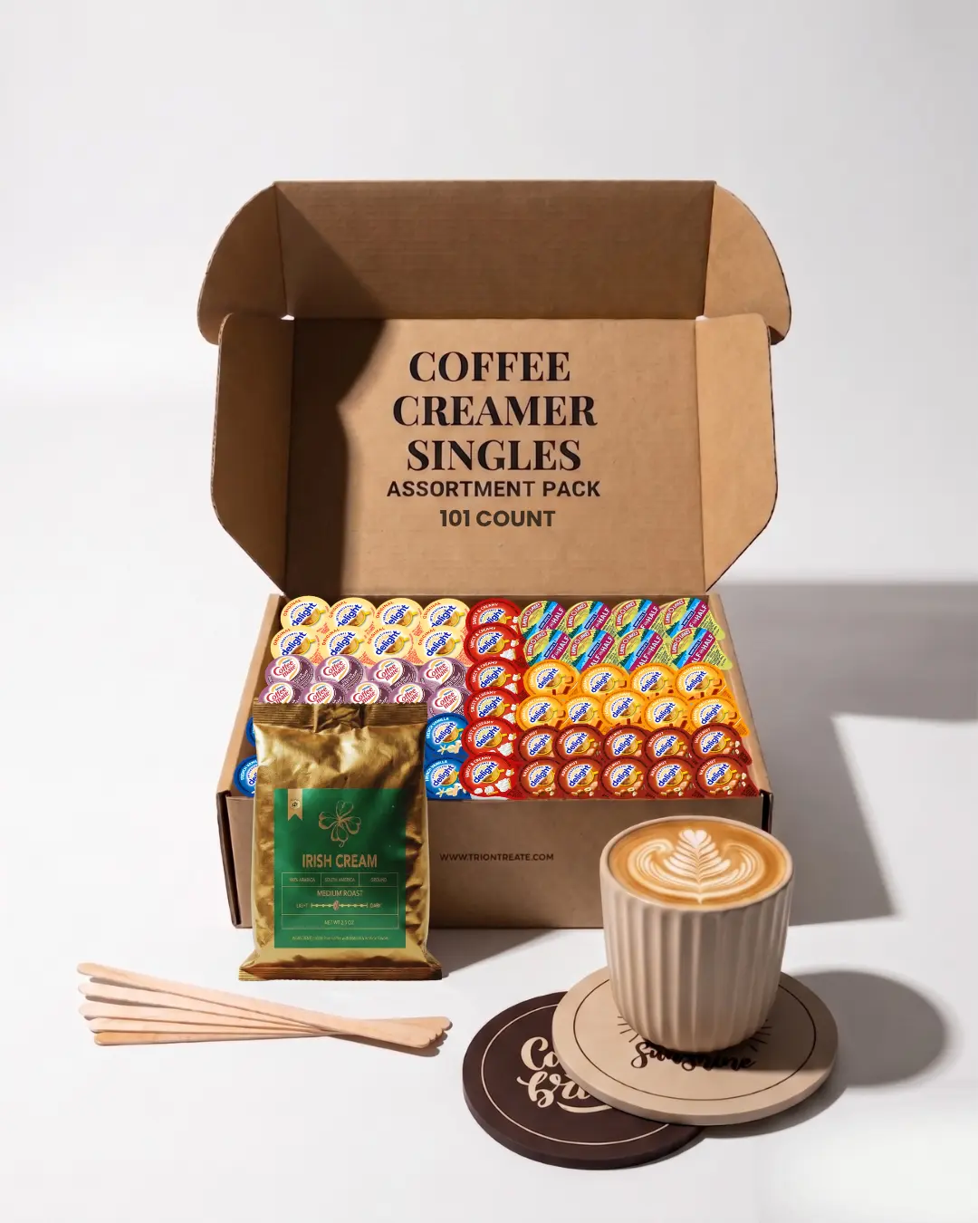 International Delight 7-Flavor Creamer Singles & Coffee Kit – 101 Count Variety Pack