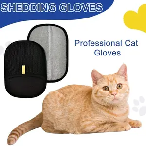 Reusable Electrostatic Pet Hair Removal Gloves Double-Sided Grooming Mitt for Cats & Dogs Cleaning, Gentle Deshedding Glove for Furniture, Clothes, Car, Carpet & Bedding