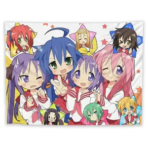 Cute Anime Colorful Tapestry, Kawaii Japanese Funny Girls Cartoon Design Pink Tapestry Wall Art for Living Room Bedroom Dorm House Decor Tapestries Backdrop