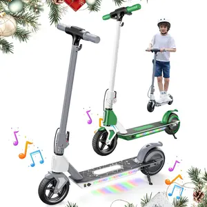 【Valentine's Day】 Electric Scooter for Kids, 12 MPH Top Speed, 200W Motor, 5-9 Miles Range, Bluetooth with Music, Disc Brakes, UL Lithium Battery, Aluminum Alloy Frame, 6.5-Inch Solid Tires Foldable Electric Scooter forAges 6-14