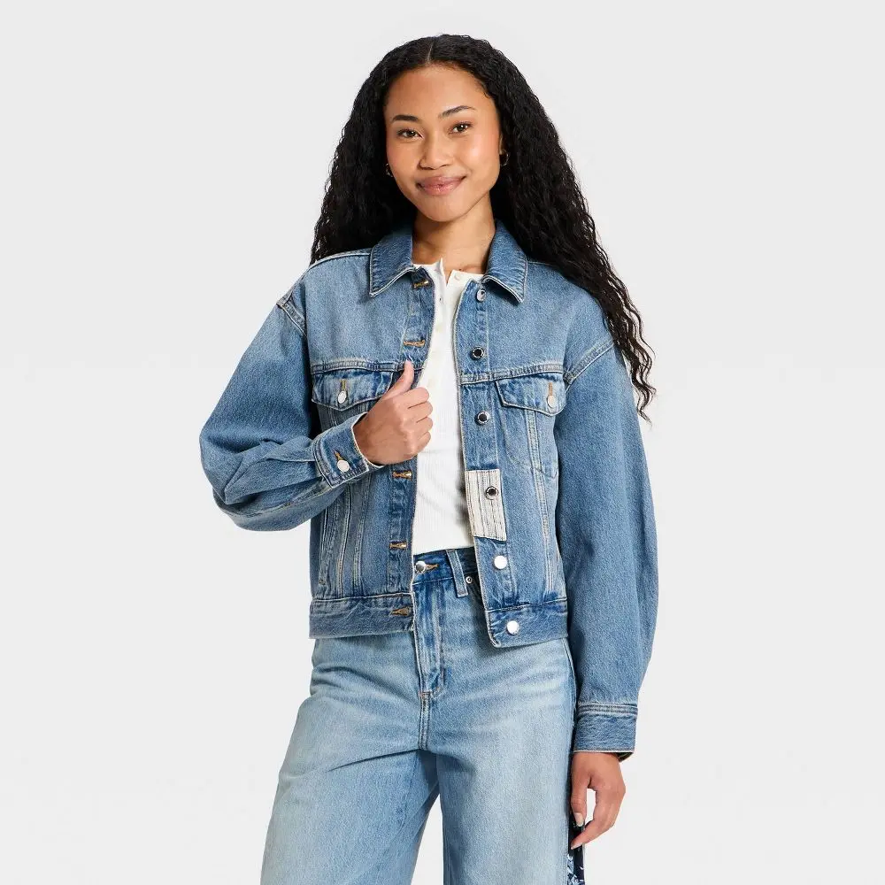 Women's Bandana Print Denim Jacket - Universal