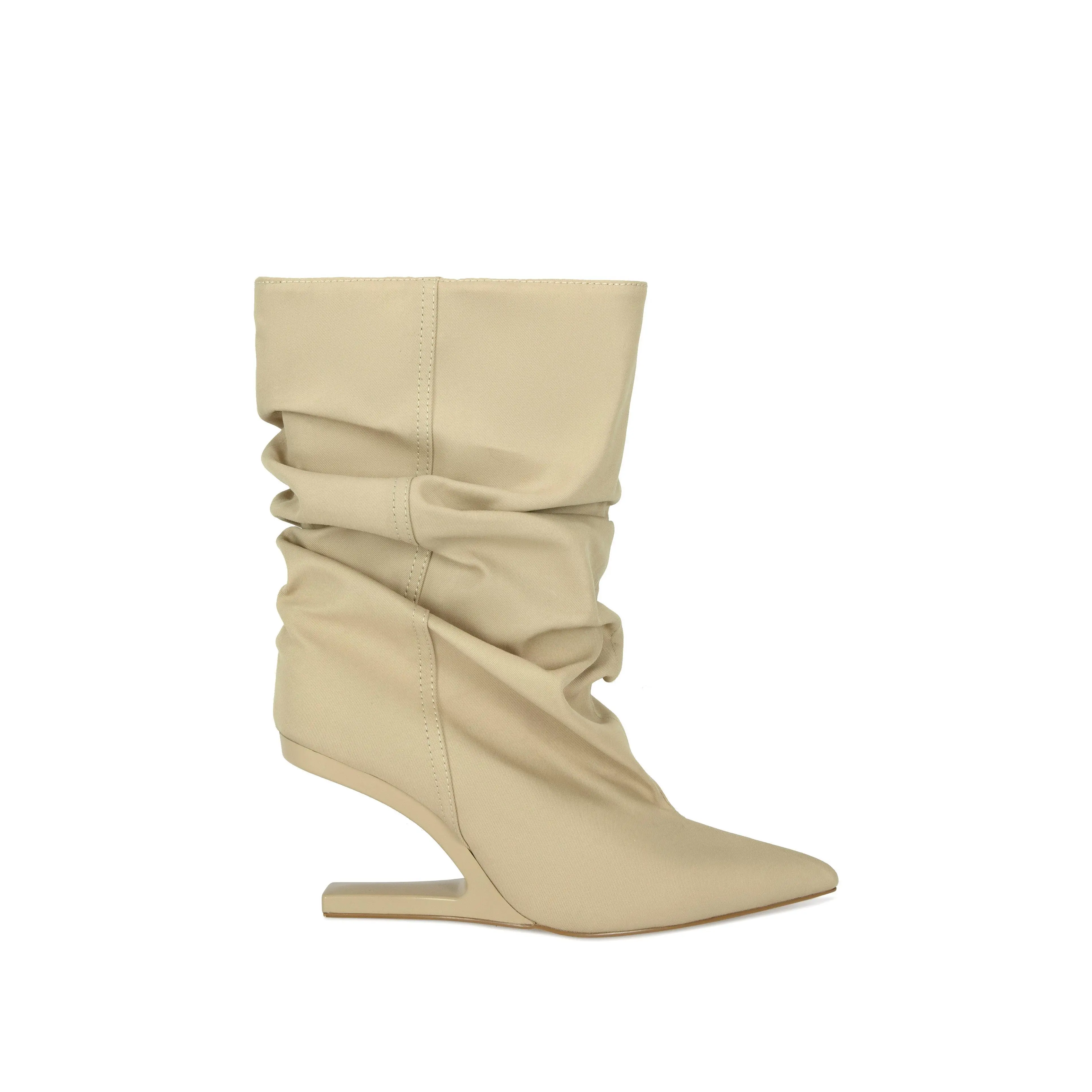 SERONA-KHAKI WEDGE BOOTIE