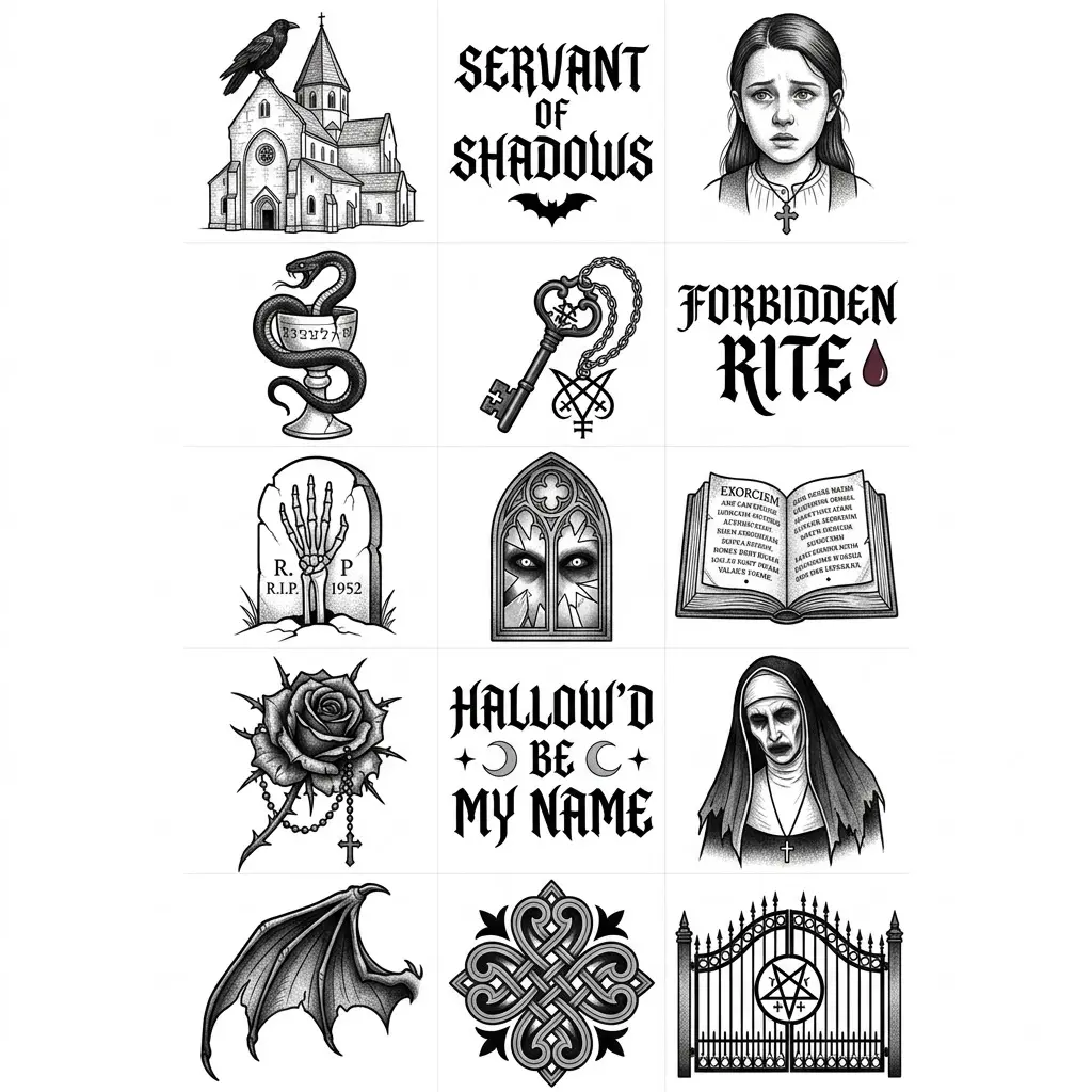 Halloween Festival Temporary Tattoos, 15-Piece Spooky Tattoo Set