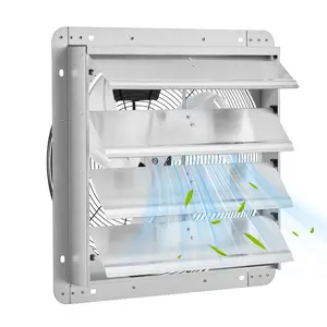 High speed 12 inch louvered exhaust fan -2200 CFM industrial wall mounted ventilation - automatic aluminum louvers - silent heavy-duty motor - ideal for attic, garage, greenhouse, commercial, and residential use