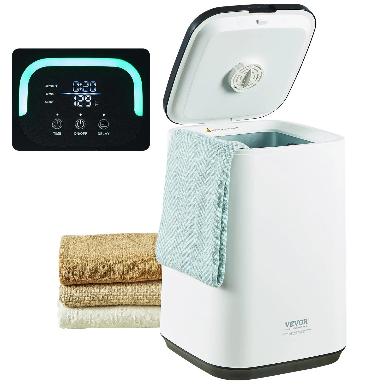 【Summerfinds】VEVOR Towel Warmer 20L, Towel Warmer Bucket with 24h Delay Timer, 20/40/60 Min Auto Shut Off, Child Lock, LED Screen & U-shaped Light, Large Towel Warmer for Bathroom, Spa, Bathrobe, Blanket & Pajama
