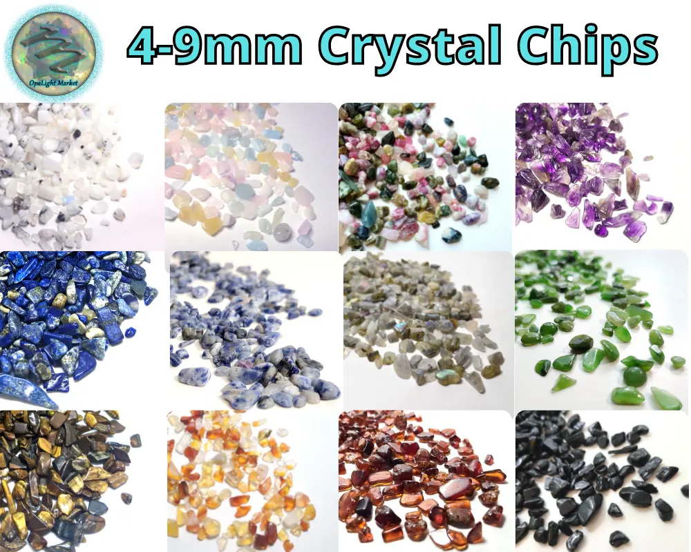 Crystal Chip Bags 4-9mm, 1oz, 2oz, 4oz, 8oz | Gemstone Chips, Crushed Crystals, Crystals for Candles, Orgonite DIY, Resin Crafts, Terrariums, Baggy of Crystal Chips, Natural crystal chips gift set