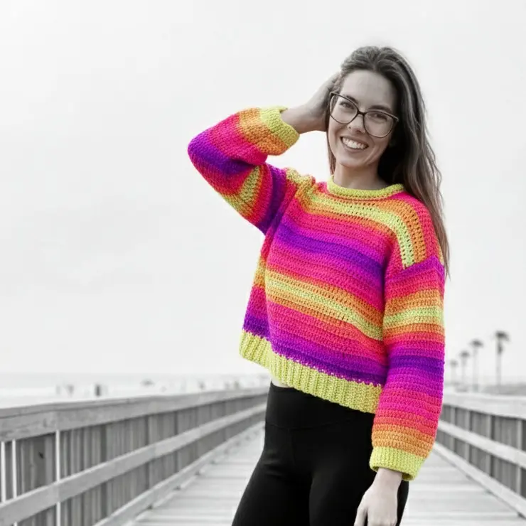 Crocheted Pullover Sweater - Handcrafted Unique Design Soft Fabric for Casual Wear & Layering Versatile Outdoors Style with Intricate Crochet Pattern