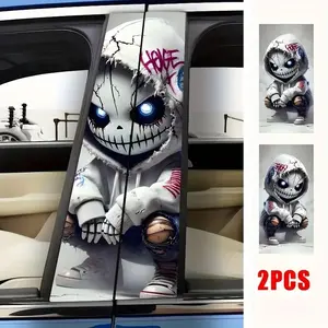 2-Piece waterproof and sun-resistant car B-pillar sticker durable vinyl semi-matte surface punk style pattern Truck Car Decal