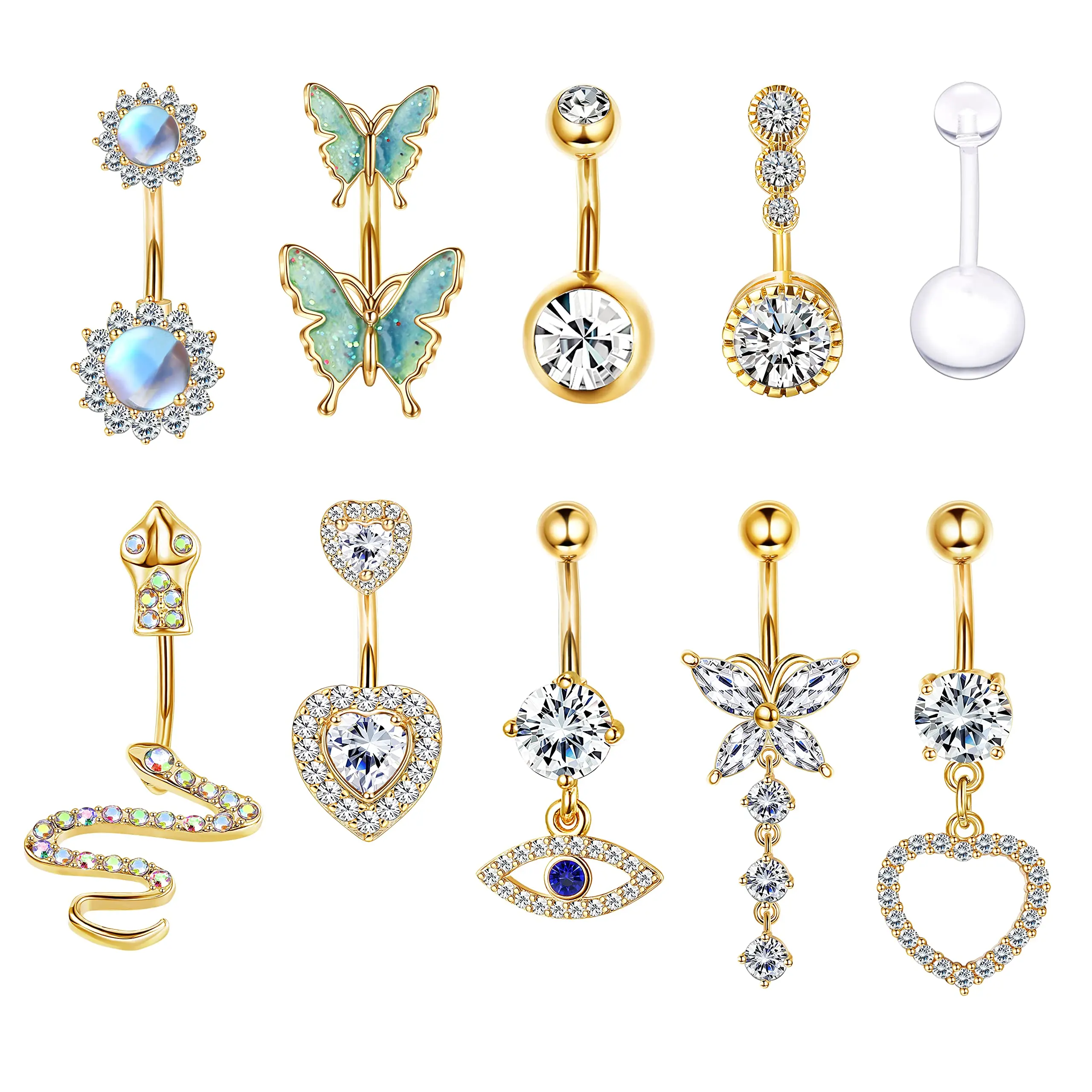 Gold Tone-green Butterfly