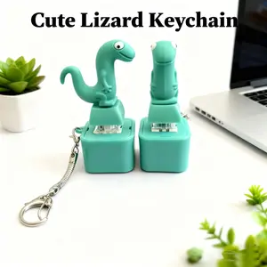 Lizard Sound Button Keychain – Stress Relief Toy, Fun Halloween Gift, Green Design with Keychain Clip
