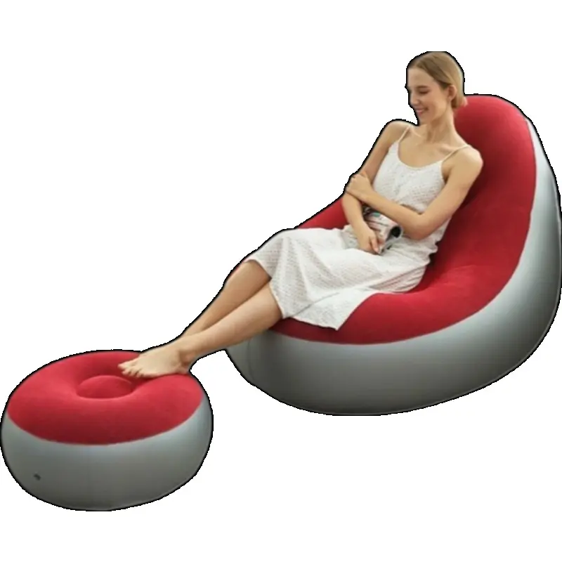 Lightweight Foldable Inflatable Sofa - Lounge Lounge with Ottoman with Air Pump, Waterproof and Portable, Suitable for Family Living Room, Camping, Beach, Travel Multiple Scenes, Multiple Colors Available