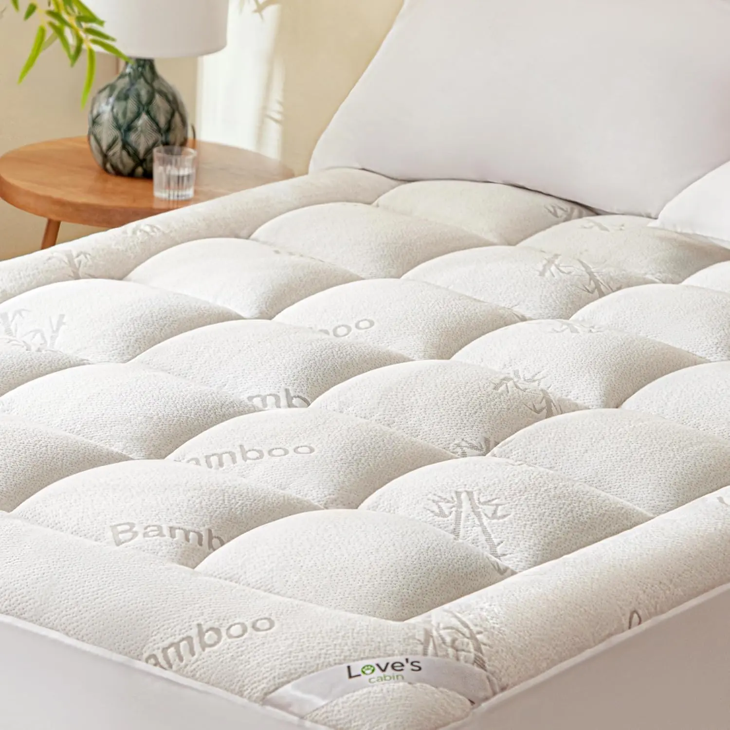 King Mattress Topper Viscose Derived from Bamboo, Thick Pillow Top Mattress Pad with Stretchable Pockets for 8"-20" Mattress, Soft Breathable Cooling Mattress Topper for Hot Sleepers