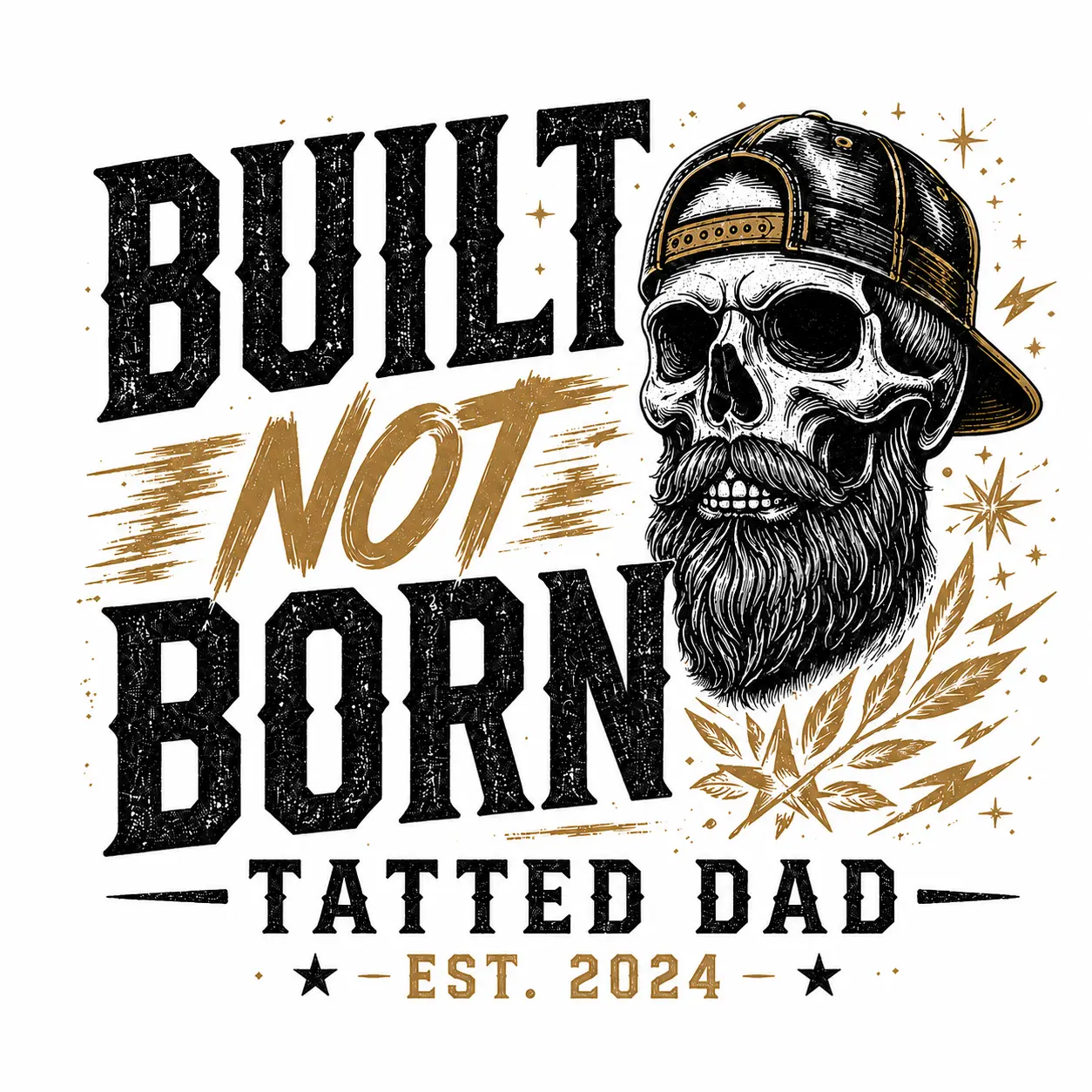 "Tatted Dad" Built Not Born Skull Sticker Sheet –  Vintage Motorcycle Skull Decal