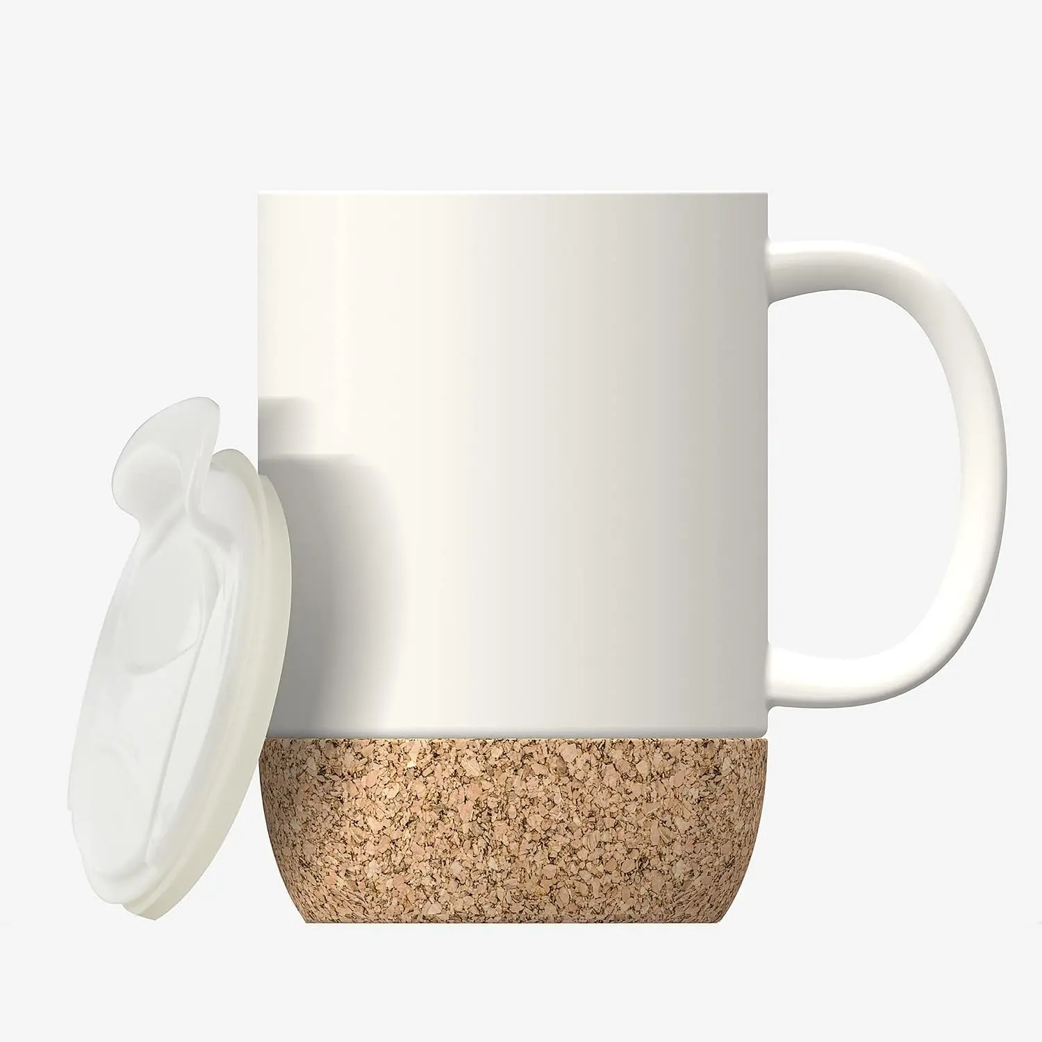 asobu Cork Cup - 12oz Double-Walled Steel Aesthetic Coffee Cup, Ceramic Coating Mug, Vacuum Insulated Stainless Steel, Splash-Proof Slide Lid, Easy-Grip Handle, Cork Base, Aesthetic Coffee Cups