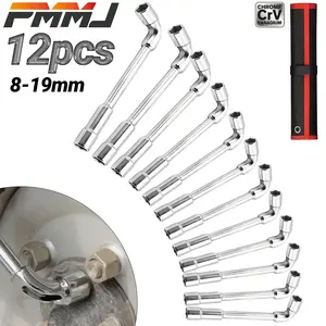 PMMJ 12Pcs L-Type Elbow Socket Wrench Set, Metric 8-19mm CR-V Steel Double-End Perforated Hex Wrenches, Ideal for Auto Repair, Construction, Furniture Assembly and Household Maintenance, Great Gift for Mechanics and DIY Enthusiasts