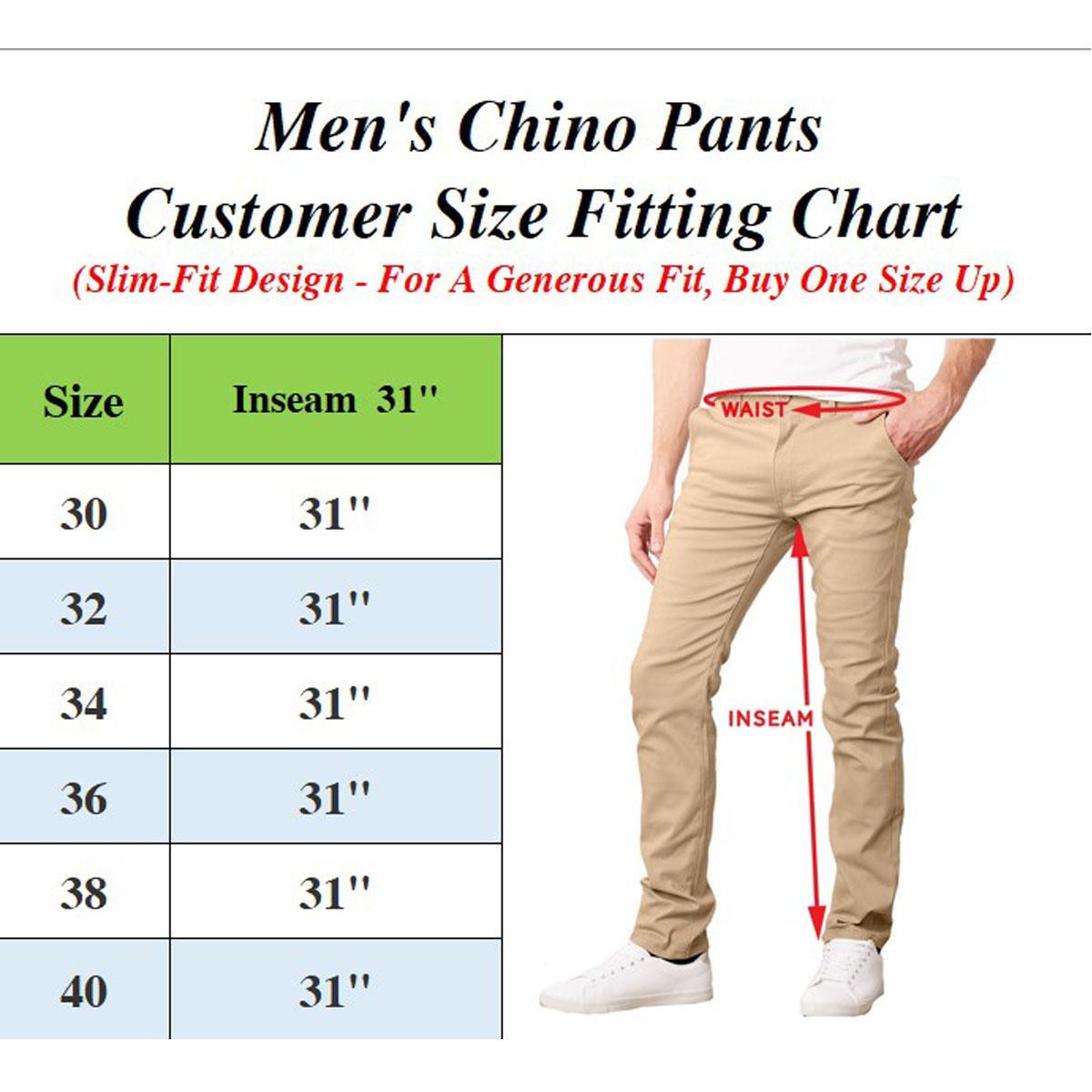 2-Pack Men's Slim Fit Cotton Stretch Classic Chino Pants (Sizes, 30-40)