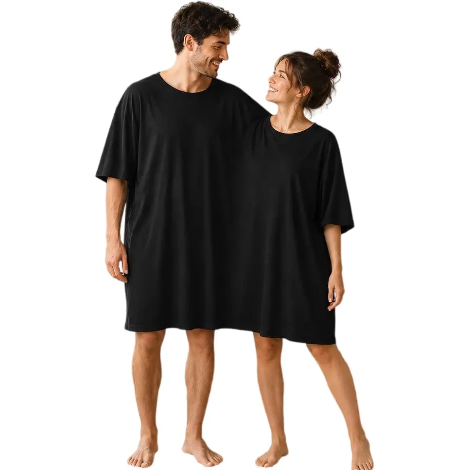 Couples' Funny T-Shirt, 2-Person Connected Oversized Baggy Top, Unisex Plain Novelty Gift for Parties, Basic, Comfortable