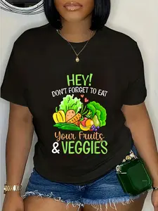 100% Cotton Unisex Don't Forget To Eat Your Fruits And Veggies Gift T-Shirt Grahpic  Printed Casual T shirt