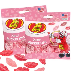 Jelly Belly Sour Pucker Lips - Big Flavor Chewy Gummy Candy Kosher Gluten Free 2-Pack 2.8 Oz Bags Perfect for Parties & Everyday Snacks