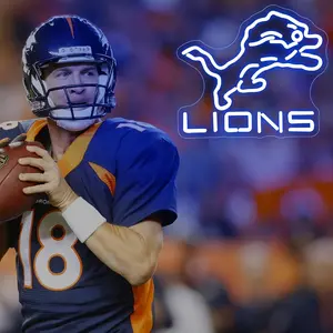 Detroit Lions LED Neon Sign Wall Decor, USB Powered Team Logo Light, Bedroom, Game Room, Bar & Man Cave, Football Fan Gift