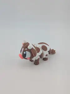 Flexi Cow Micro‑Figure Keychain Charm— Spotted