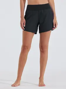 Willit High-Waist Women's 5-Inch Sports Shorts 2-in-1 Fitness Running Tennis Yoga Shorts with Side Pockets and Hidden Pocket