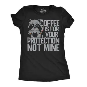 Womens Funny T Shirts Coffee Is For Your Protection Not Mine Sarcastic Caffeine Graphic Novelty Tee For Ladies Funny Womens T Shirts Cute Vintage Fashion Casual Ladies T-Shirt Gift Funny Coffee Top Women's Black -