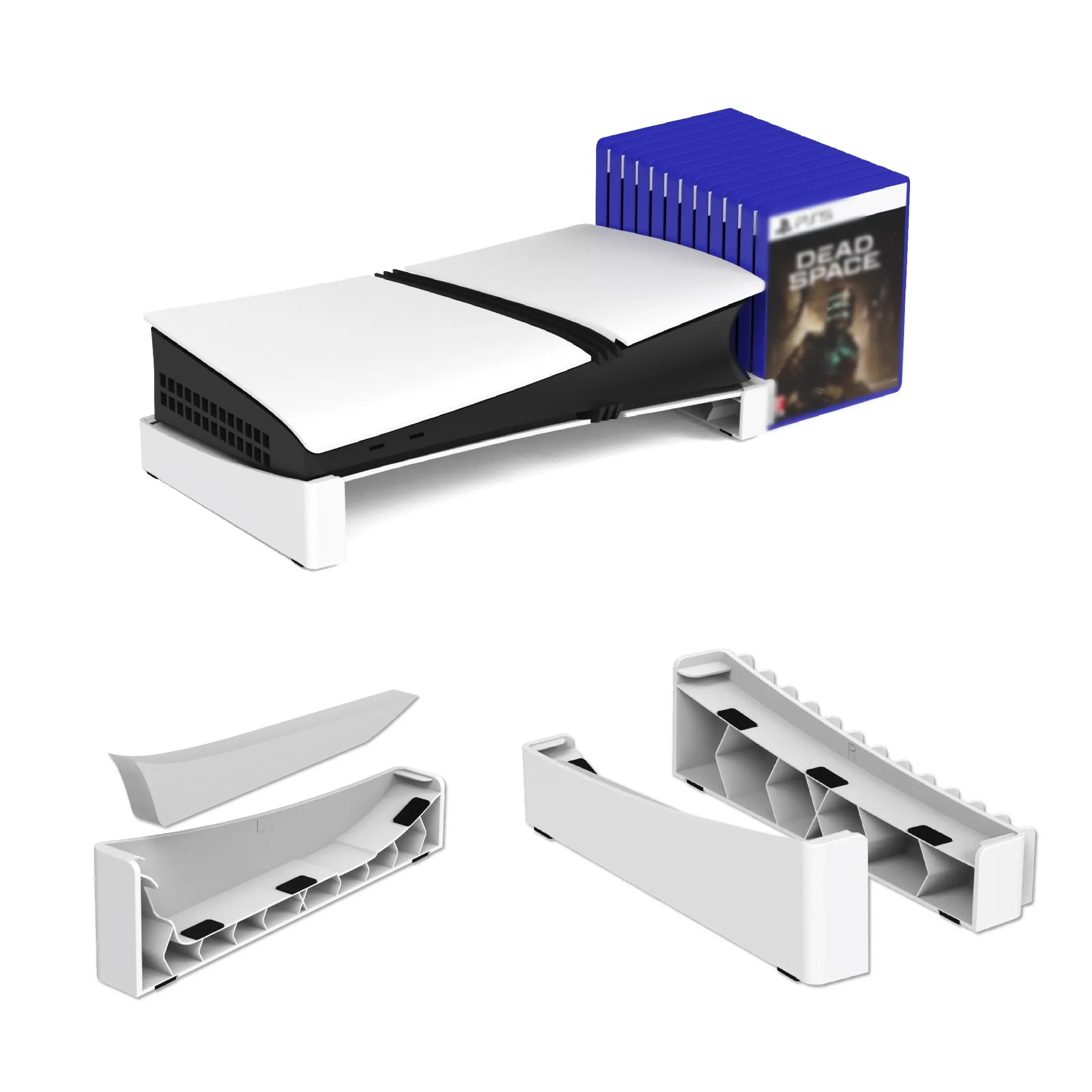 Horizontal Stand for PS5 Slim/Pro Game Console, Stable Console Storage with Adjustable Expandable Design, Console Accessories for Disc Edition & Digital Edition Consoles, Game Night Gadget