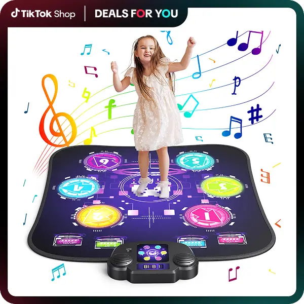 MERACH Dance Mat Bluetooth Electronic Dance Pad with Light-up 6-Button 8-Button Built-in Music Dance Game Toy Gift for Kids Girls Boys 3-12 Years Old