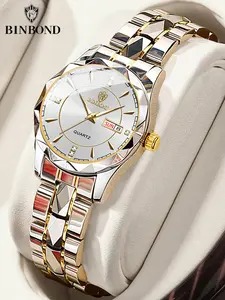 Women's Elegant Round Dial Quartz Watch, Stainless Steel Wristwatch, Modern Wristwatch, Casual Versatile Stainless Steel Strap Watch for Party, Daily Clothing Decor, Trendy All-match & Exquisite Watch for Birthday Gift, Stainless Steel Watches