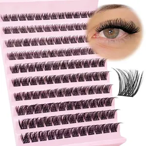 Natural False Eyelashes, Dense Curled Cluster Lashes, Individual Length Lashes, 10 Rows, 120 Roots Per Row, Perfect for Everyday Use