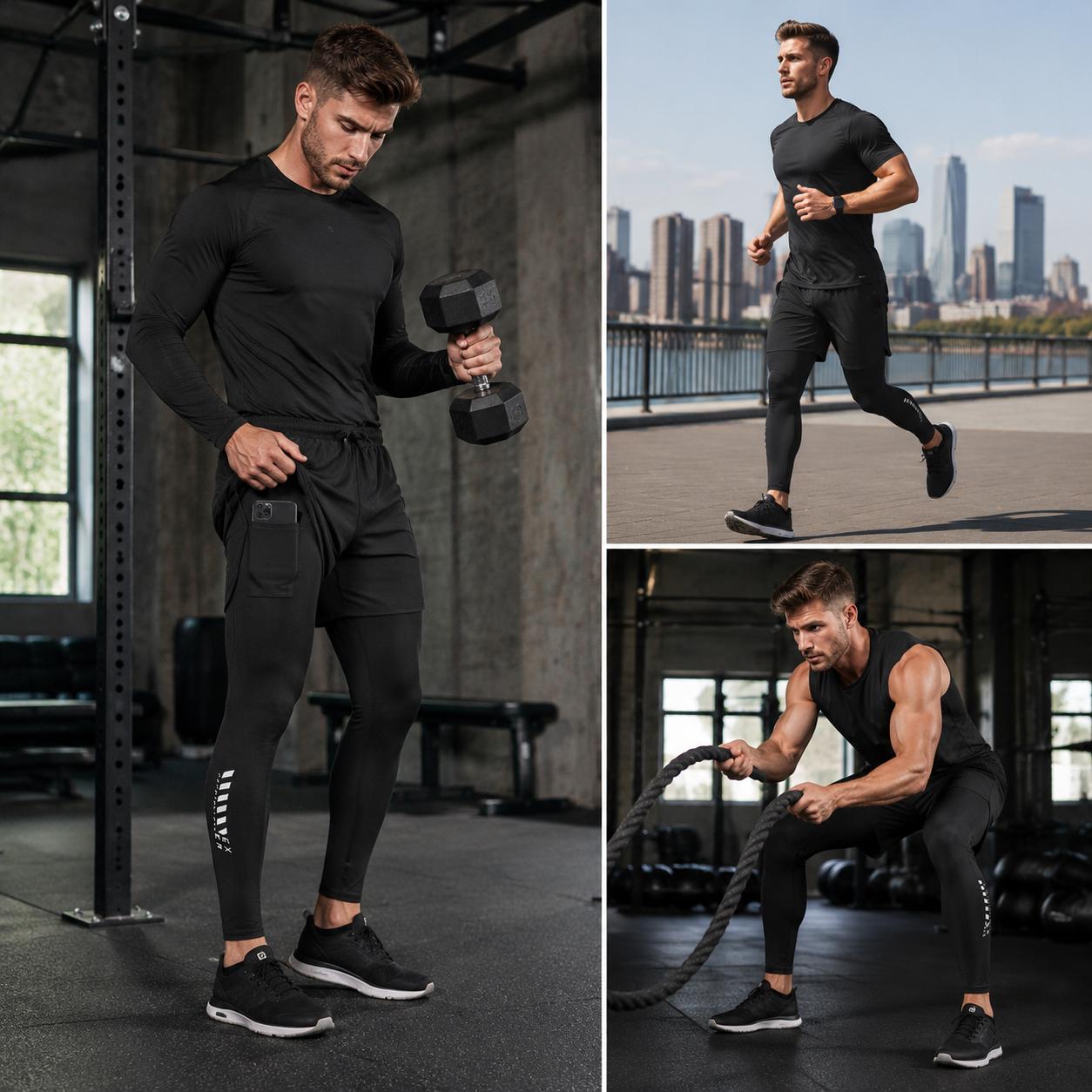 #SummerVibes Men’s two-way quick-dry breathable stretch athletic pants with elastic waistband and drawstring; breathable, comfortable quick-dry fabric suitable for all seasons, ideal for outdoor running, fitness training, and other outdoor activities