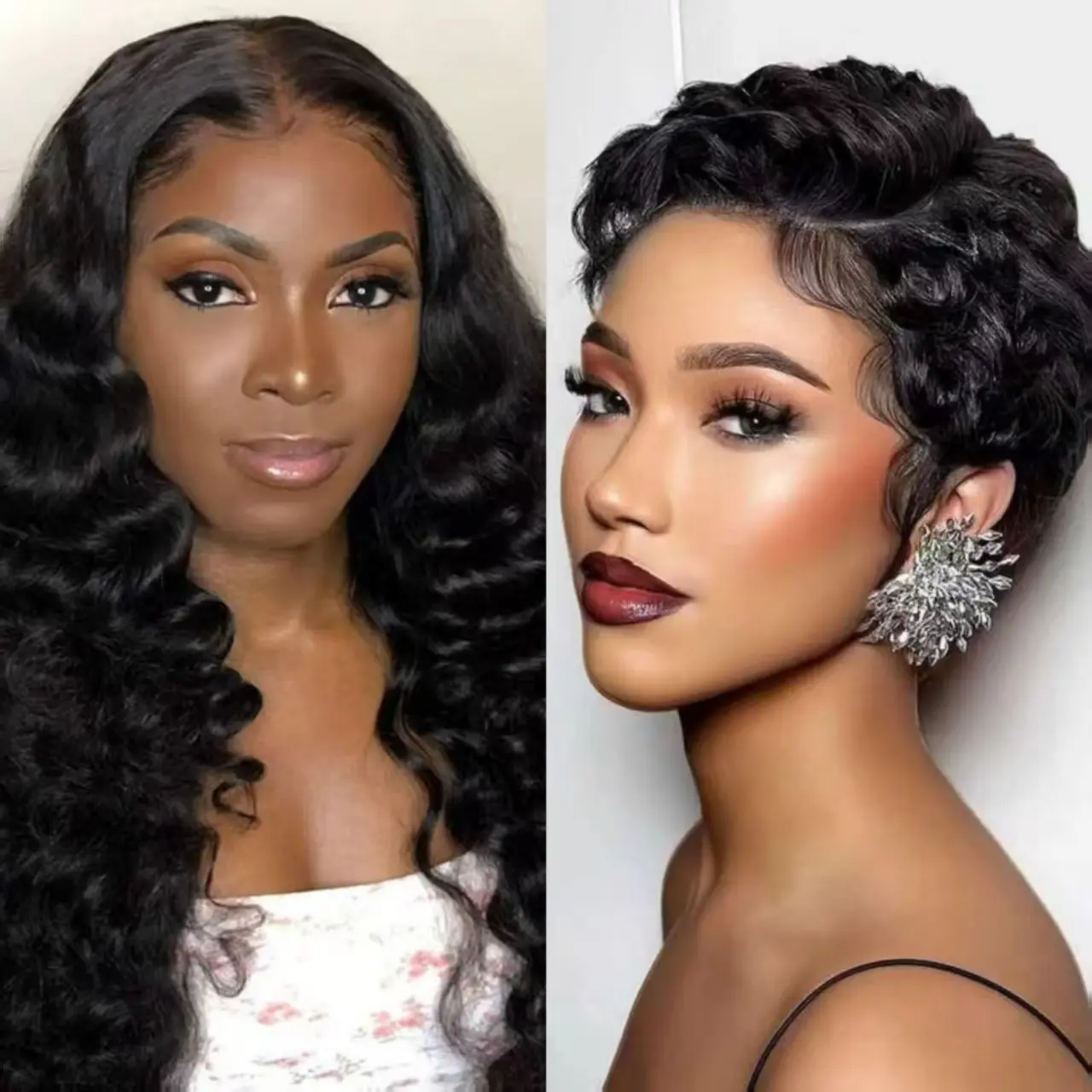 Comb{30+30} 13x4 Body Wave & Straight & Deep Wave Lace Front Wigs Human Hair Wigs 180% Density For Black Women