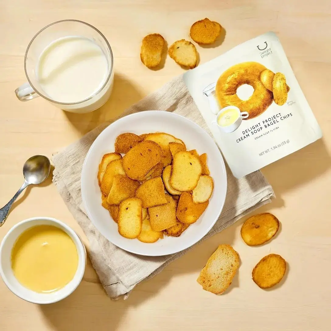 DELIGHT PROJECT Korean Cream Soup Bagel Chips 55g - Low Calorie Healthy Snack, Olive Young DELIGHT PROJECT Korean Cream Soup Bagel Chips 55g - Low Calorie Healthy Snack, Olive Young