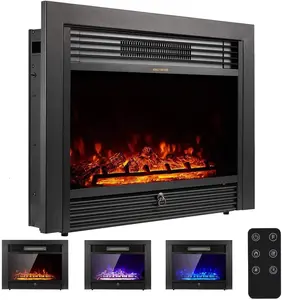 YODOLLA28.5"Electric Fireplace Insert Recessed Mount, Heater Machine with 3 Color Flames (750/1500W), Remote Control, and Timer for Home Entertainment Heating Warm Environment
