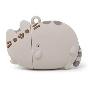 iFace Pusheen the Cat AirPods 1st and 2nd Gen Case (Laying Down) - Carabiner Clip Included, Cute Silicone Protective Cover Figure Type
