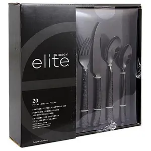 Gibson Elite Stonehenge 20-piece Flatware Set in Black