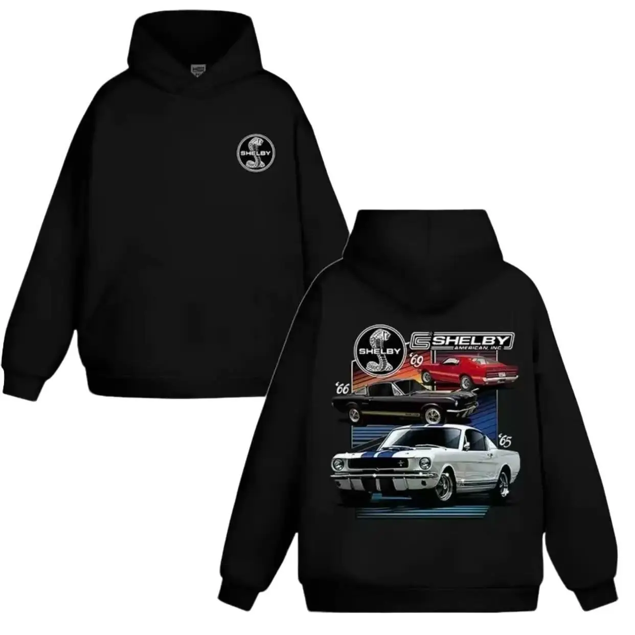 Shelby Mustang Hoodie, Classic American Muscle Car Pullover For Ford Fans, Retro GT350 & GT500 Graphic Sweatshirt For Collectors Hoodies Men