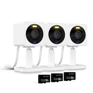 Wyze Cam Essentials Bundle — 3x Wyze Cam HD Wired Smart Security Cameras, 24/7 Local Continuous Recording, Pets, Baby Monitoring, Security & More