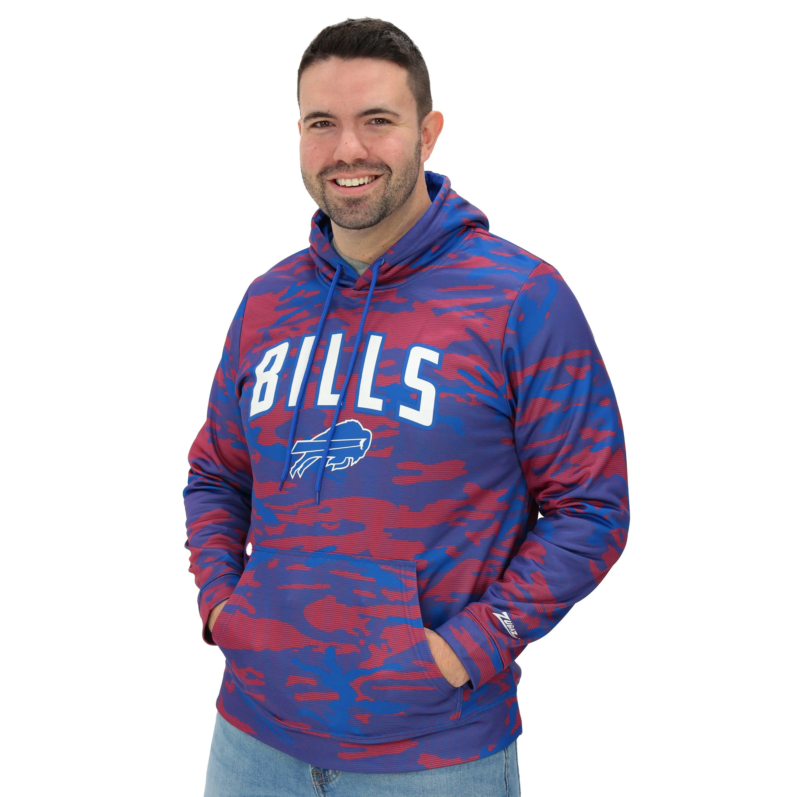 Zubaz NFL   Men's Arch All Over Camo Hoodie, BUFFALO BILLS