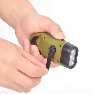 BougeRV  Hand Cranking Solar Powered Flashlight, Rechargeable Emergency LED Flashlight Carabiner Dynamo Quick Snap Clip Backpack Flashlight Torch for Outdoor Camping Climbing Hiking