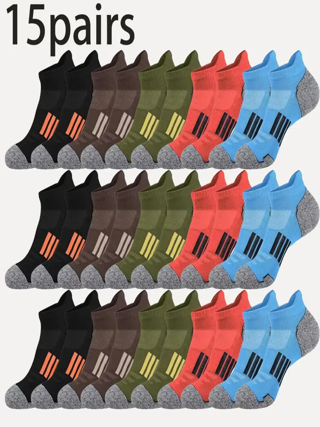 Men's Colorblock Ankle Socks, Casual Athletic Sportswear Activewear Moisture Wicking Socks, Soft Comfy Breathable Socks for All Seasons Daily Wear, Sweat Wicking Socks, Breathable Polyester Socks