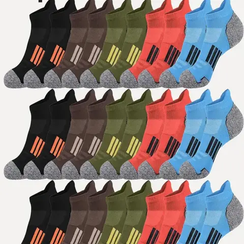 【Biack Friday】Men's Colorblock Ankle Socks, Casual Athletic Sportswear Activewear Moisture Wicking Socks, Soft Comfy Breathable Socks for All Seasons Daily Wear, Sweat Wicking Socks, Breathable Polyester Socks