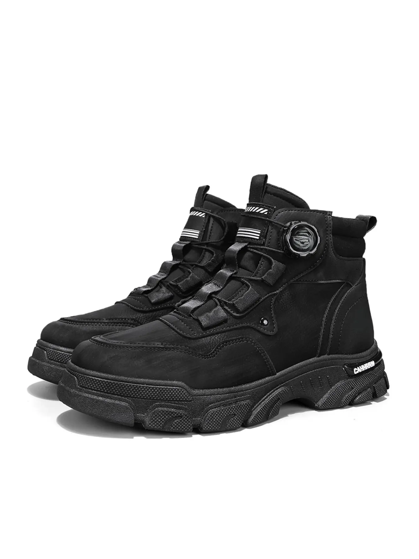 Men's Sporty Lace-Up High-Top Sneakers, Casual Comfortable Breathable Hiking Shoes, Trekking Camping Shoes, Fashionable Outdoor Boots for Daily Wear