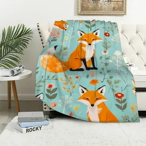 EastSmooth Cute Fox Throw Blanket Soft Cozy Plush  Blanket, 3D Printed Flannel Blanket for Couch, Decorative Fuzzy Throws for Sofa Bed ChairFather's Day Thanksgiving Halloween Valentine's Day Holiday Gifts