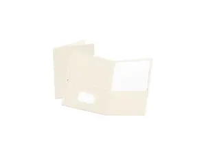 Oxford 57504 Twin-Pocket Portfolio, Embossed Leather Grain Paper, White
