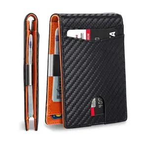 Men's RFID Blocking Bifold Wallet - Holiday Edition Carbon Fiber Pattern, Ultra-Thin Minimalist Design with Money Clip & Multiple Card Slots, Slim Pocket Wallet for Daily & Travel Use