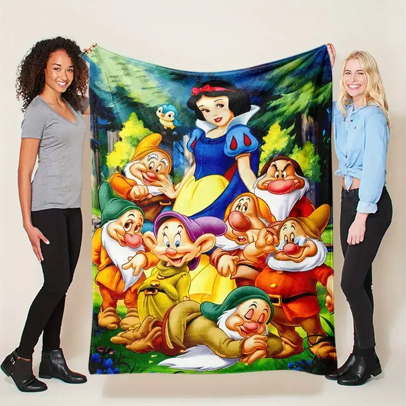 [SummerVibes] DISNEY CLASSIC Snow White and The Seven Dwarfs Printed Flannel Blanket Warm Soft Casual Warm Blanket Office Blanket Living Room Bedroom Multi-Purpose Blanket