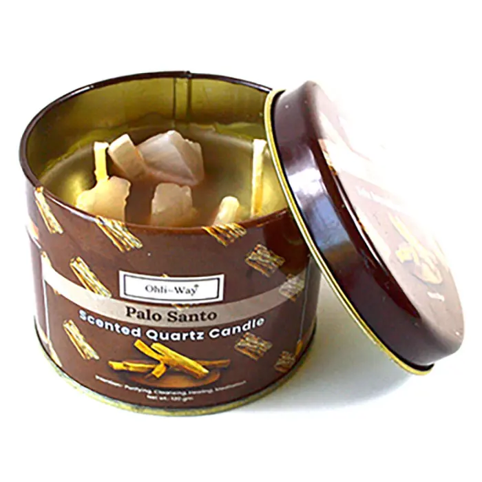 Ohli~Way Palo Santo Quartz Candle — 120g Tin for Purifying &amp; Meditation