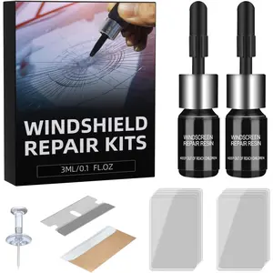 Windshield Chip Repair Kit, Windshield Repair Kit Nano Glass Crack Repair, Auto Glass Crack Chip Quick Fix Tools, Bulls-Eye and -Shaped Crack,2 Bottles
